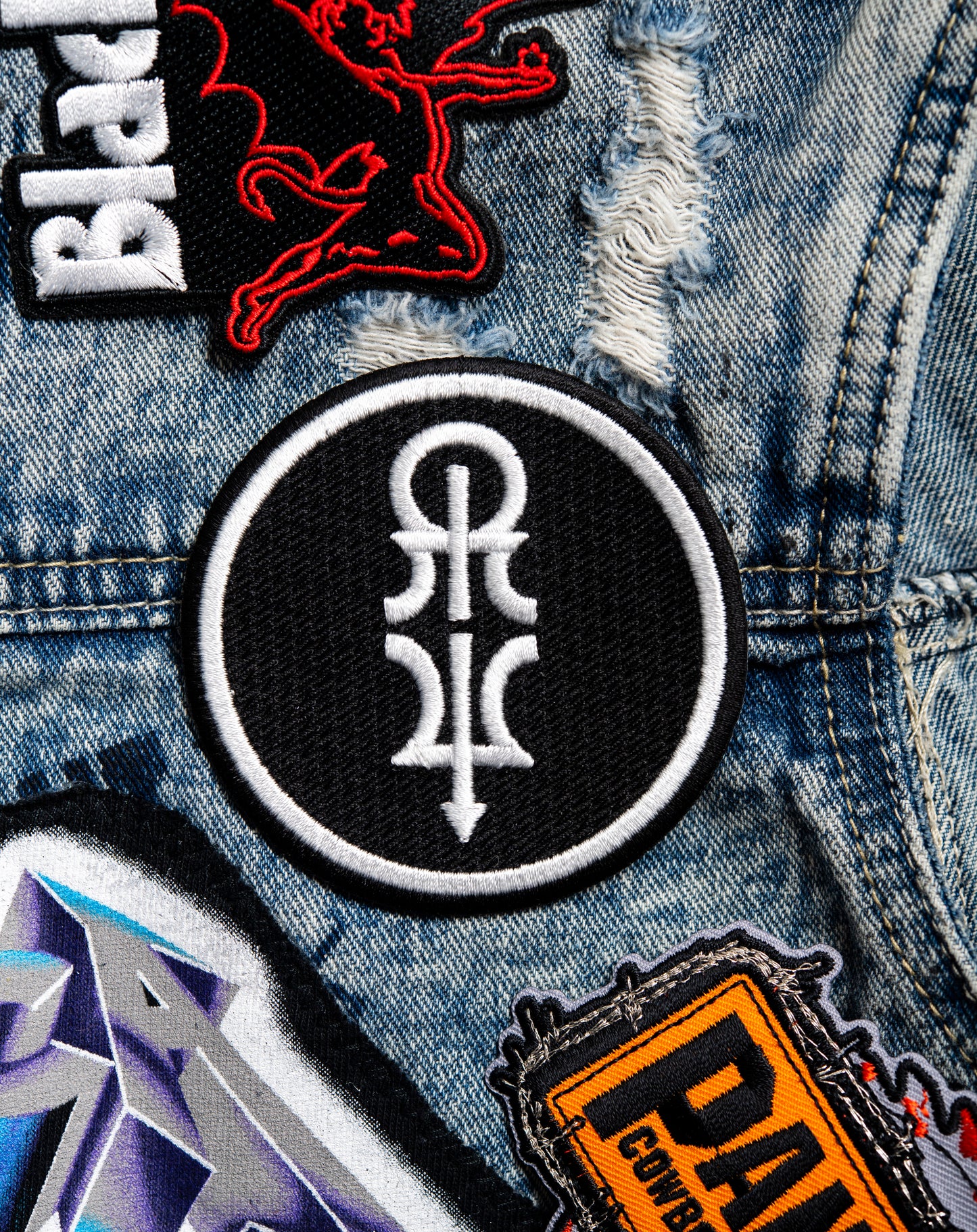 RW Glyph Embroidered 3-inch Iron-On Patch